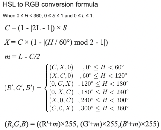 formula to convert from HSL to RGB