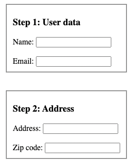 screenshot of simple 2 steps form