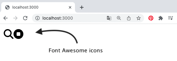 screenshot of page example using NextJs and Font Awesome icons