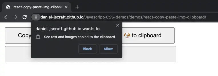 Copy and paste images to the clipboard in React