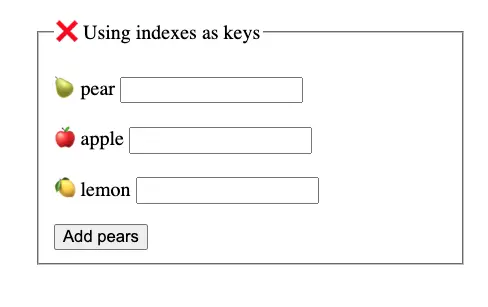 Index as Key in React example app
